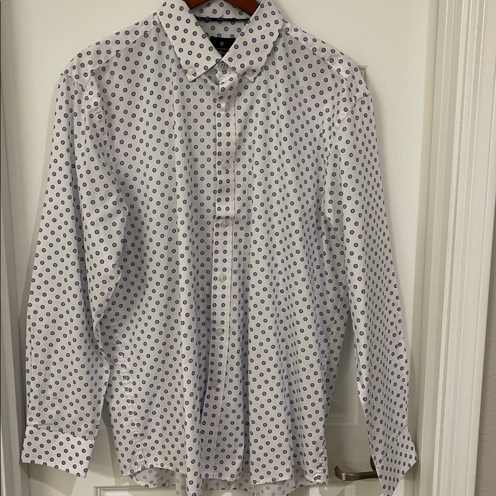 Ben Sherman White Shirt with Navy Pattern 17-17.5 34/35